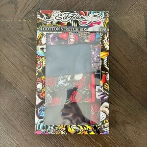Ed Hardy 4 Cotton Stretch Graphic Print Boxer Briefs. Mens Medium. NIB